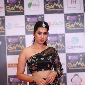 Priya Hegde Stuns in Black Floral Lehenga at Tollywood Movie Awards 2025
