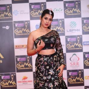 Priya Hegde Stuns in Black Floral Lehenga at Tollywood Movie Awards 2025