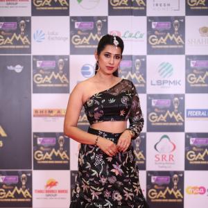 Priya Hegde Stuns in Black Floral Lehenga at Tollywood Movie Awards 2025
