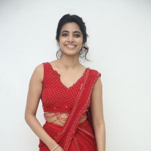 Shivani Nagaram Stuns in Elegant Red Saree with Modern Blouse Design