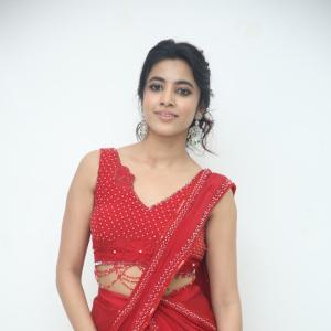 Shivani Nagaram Stuns in Elegant Red Saree with Modern Blouse Design