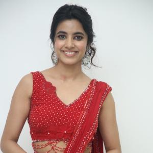 Shivani Nagaram Stuns in Elegant Red Saree with Modern Blouse Design