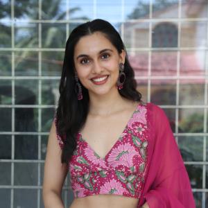Actress Riya Jithu Radiates Elegance in Pink Floral Ethnic Outfit