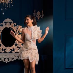 Payal Rajput Stuns in Chic Lace Dress with Elegant Style