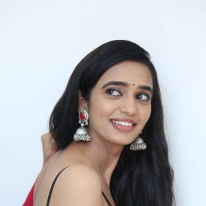 Trupthi Ravindra Looks Gorgeous in Red Saree with Black Blouse