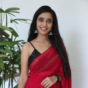 Trupthi Ravindra Looks Gorgeous in Red Saree with Black Blouse