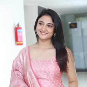 Ritika Nayak Looks Elegant in Pink Silk Saree with Golden Accessories