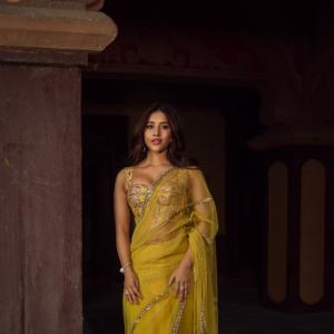 Nabha Natesh Stuns in Vibrant Yellow Saree with Designer Blouse