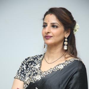 Indrani Davaluri Looks Elegant in Black Saree with Silver Embellishments