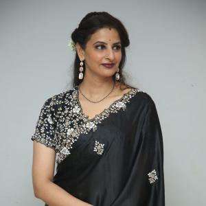 Indrani Davaluri Looks Elegant in Black Saree with Silver Embellishments