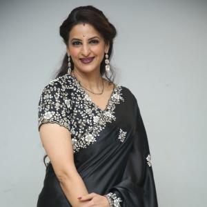 Indrani Davaluri Looks Elegant in Black Saree with Silver Embellishments
