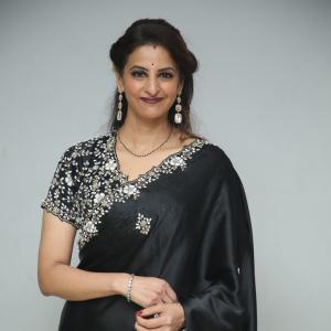 Indrani Davaluri Looks Elegant in Black Saree with Silver Embellishments