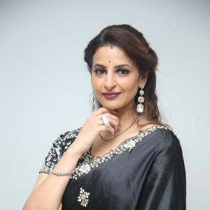 Indrani Davaluri Looks Elegant in Black Saree with Silver Embellishments