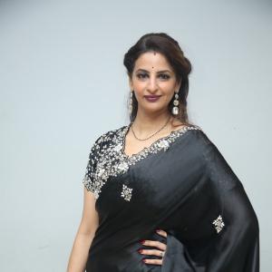 Indrani Davaluri Looks Elegant in Black Saree with Silver Embellishments