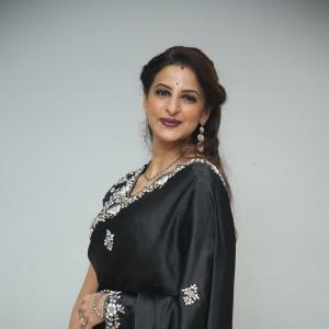 Indrani Davaluri Looks Elegant in Black Saree with Silver Embellishments