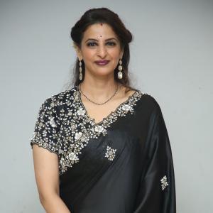 Indrani Davaluri Looks Elegant in Black Saree with Silver Embellishments