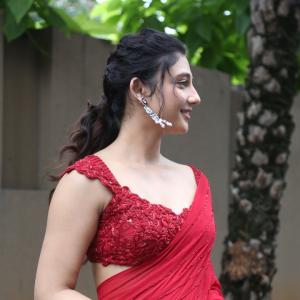 Ritika Nayak Dazzles in Elegant Red Saree with Modern Charm