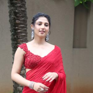 Ritika Nayak Dazzles in Elegant Red Saree with Modern Charm