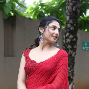 Ritika Nayak Dazzles in Elegant Red Saree with Modern Charm