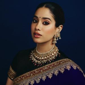 Janhvi Kapoor Radiates Royal Elegance in Blue Saree and Traditional Jewelry