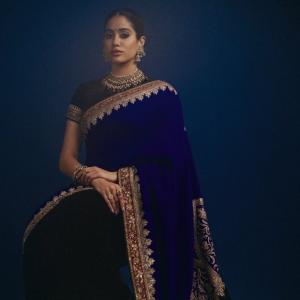 Janhvi Kapoor Radiates Royal Elegance in Blue Saree and Traditional Jewelry