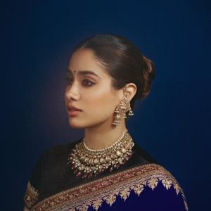 Janhvi Kapoor Radiates Royal Elegance in Blue Saree and Traditional Jewelry