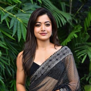 Rashmika Mandanna Stuns in Elegant Black Saree Look