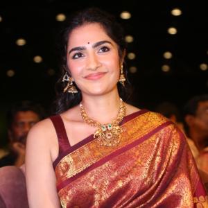 Rukmini Vasanth Shines in Traditional Saree at Film Event