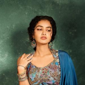 Anupama Parameswaran Stuns in Elegant Blue Floral Embroidered Anarkali