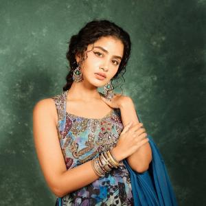 Anupama Parameswaran Stuns in Elegant Blue Floral Embroidered Anarkali