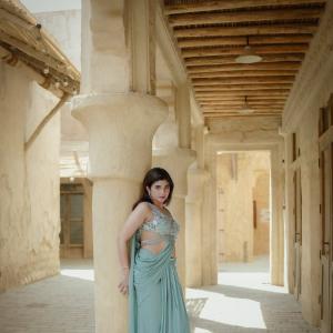 Elegant Pastel Green Saree Look with Modern Draped Style