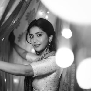 Actress Nabha Natesh Shines in an Elegant Green and Gold Saree