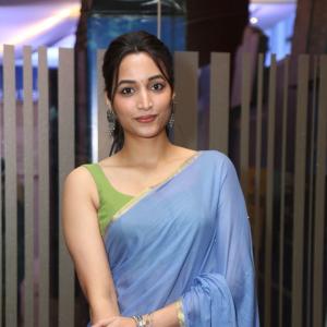 Actress Srinidhi Shetty Looks Elegant in Blue Saree