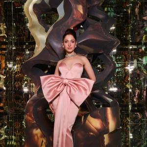 Actress Tamannaah Bhatia Dazzles in Elegant Pink Gown with Statement Bow