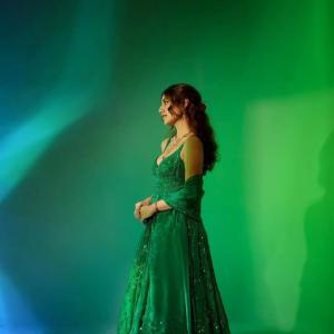 Actress Priya Warrior Dazzles in a Shimmering Green Gown