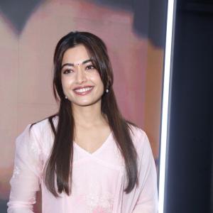 Rashmika Mandanna Shines in Elegant Pink Traditional Outfit at Event