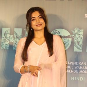 Rashmika Mandanna Shines in Elegant Pink Traditional Outfit at Event