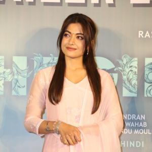Rashmika Mandanna Shines in Elegant Pink Traditional Outfit at Event