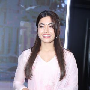 Rashmika Mandanna Shines in Elegant Pink Traditional Outfit at Event