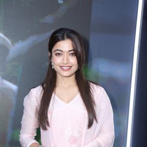 Rashmika Mandanna Shines in Elegant Pink Traditional Outfit at Event
