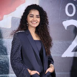 Actress Anupama Parameswaran in Stylish Navy Blue Outfit at Event