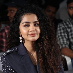 Actress Anupama Parameswaran in Stylish Navy Blue Outfit at Event