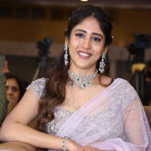 Chandini Chowdary Looks Stunning in Elegant Lavender Saree at Event