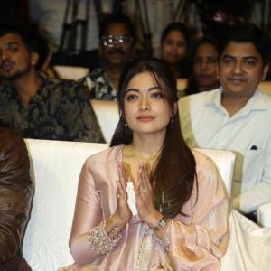 Rashmika Mandanna Looks Elegant in Soft Pink Traditional Outfit at Public Event