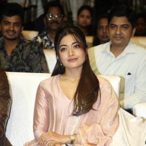 Rashmika Mandanna Looks Elegant in Soft Pink Traditional Outfit at Public Event