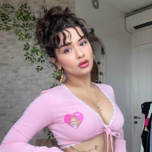 Actress Avneet Kaur in Pink Crop Top & Denim Look