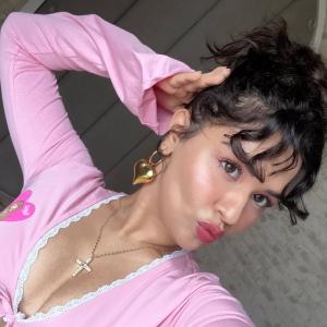 Actress Avneet Kaur in Pink Crop Top & Denim Look