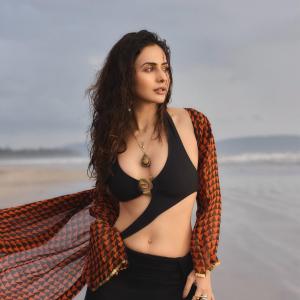 Rakul Preet Singh Stuns in Bold Beachwear Look with Black Cut-Out Outfit