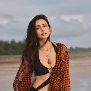 Rakul Preet Singh Stuns in Bold Beachwear Look with Black Cut-Out Outfit