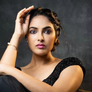 Actress Divi Stuns in Bold Black Outfit – Powerful Close-Up Portrait Photoshoot